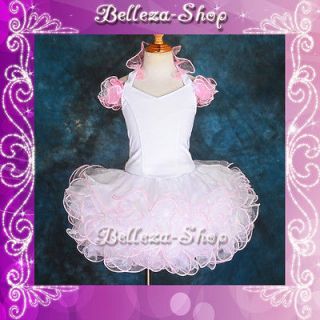   Halter National Pageant Dress Shell DIY Party White Pink Size 4 PT002