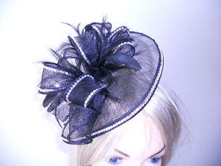 Black rhinestone fascinator wedding hat church hat Kentucky derby hat 