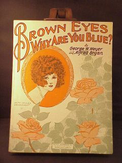 Antique Sheet Music 1925 Brown Eyes Why Are You Blue? With Ukulele 