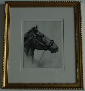 Equestrian Art Signed Etching Print Whirlaway by R. H. Palenske 