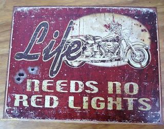   Life Need No Red Lights vintage bike v twin engine *SHIPS WORLDWIDE