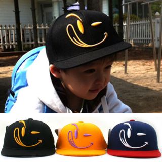   Kids Hiphop Baseball Cap Boys Girls Rapper Hat Flat Visor 3 Colors