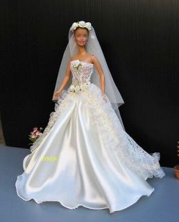 Wedding Gown Party Costumes for Barbie Dress up Clothes Dolls 12 