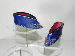   CHINESE LOTUS SHOES RESIN FIGURINE s Bound Foot Binding Ethnic BLUE