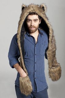 Grizzly Bear Full Animal Hood Hoodie Hat Faux Fur 3 in 1 Function for 