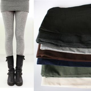 Fall Winter Fleece Lined Thick Warm Basic Cotton Leggings Footless 