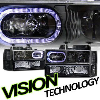8pc Black Halo Headlights+Sig​nal Lights 94 02 Chevy C10 Truck/SUV 