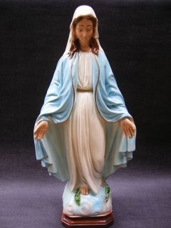 BLESSED MOTHER GLOSSY CERAMIC STATUE ~ VINTAGE VIRGIN MARY PLASTER 