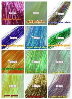 28 Salon Silk Hair Tinsel 1 Pack 250 Strands, 12 Colors selectable