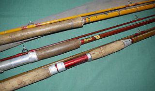 vintage fishing rod fibreglass spin ledger asstd makers good lot