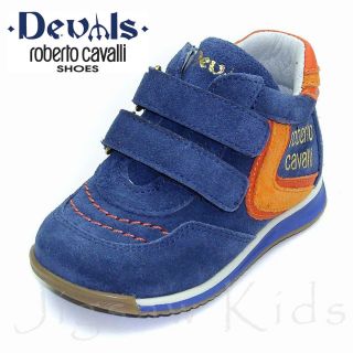 Boys Roberto Cavalli Devils Bootee Blue/Orange Suede