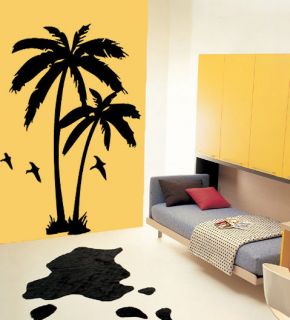 Coconut Palm Tree w/ Bird Wall Vinyl Decal Sticker 6ft