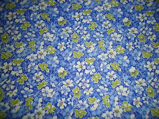   Fabric Holly Holderman Flowerette Blue White Green Floral Cotton