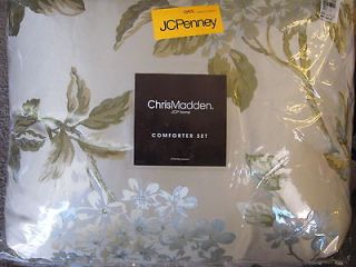NEW Chris Madden 4Pc Queen Comforter Set Blue Green Gold Floral 