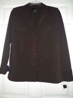 New Elizabeth Dalton Brown Blazer Jacket Top Shirt Poly/Spandex $65 