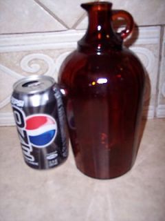 VTG Amber Bottle Spout handle Bleach Medical Dark Brown old jar air 