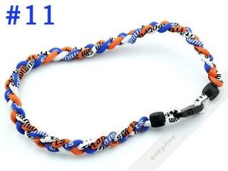Blue/Orange/Wh​ite Titanium Ionic Sports Baseball Necklace 3 strand 