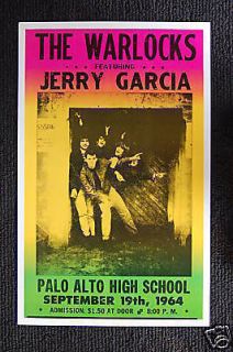 The Warlocks 1964 Poster Palo Alto High Jerry Garcia