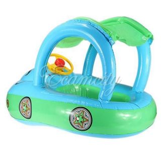 Sunshade Baby Float Seat Boat Inflatable Swim Ring Pool Water Fun Blue 