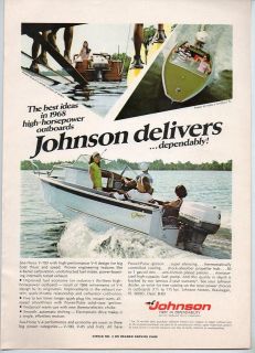 1968 Vintage Ad Johnson Sea Horse V 100 V 4 Outboard Motors Glasspar 