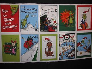   Fabric Panel HOW THE GRINCH STOLE CHRISTMAS Dr. Seuss Kaufman NEW