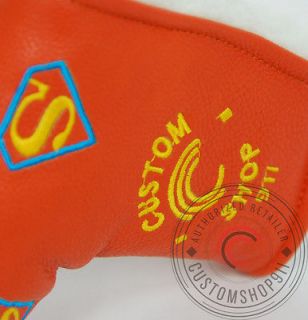 Superman Putter cover ORANGE SKY BLUE YELLOW Headcover Fits Scotty 