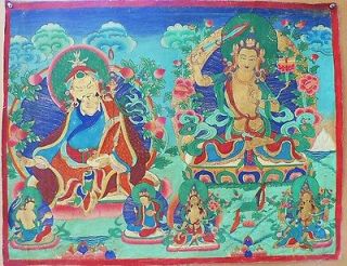Tibetan Thangka Painting Manjushree Guru Rinpoche Bodhisattvas
