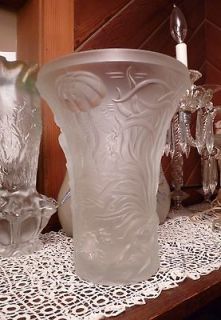 CZECHOSLOVAKIA BOHEMIAM~VINTAGE~Large FROSTED GLASS UNDERWATER SEA 