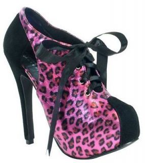 Highest heel kissable 31 booties fushia leopard size 11 5 1/2 heels 