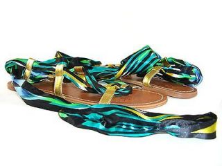 BOUTIQUE 9 BASIA Womens Shoes Gold Turquoise Multi Size 7 Island 