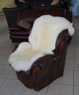 LARGE NATURAL WHITE SHEEPSKIN RUG 118/65cm EXTRA SOFT HAIR MUST SEE 