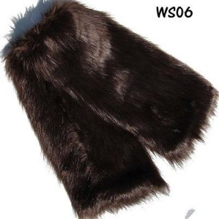   Faux Fur Dance Leg Warmers Muffs Boot Covers Dk Brown WS206 trendy