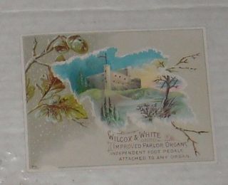 VINTAGE WILCOX & WHITE PARLOR ORGANS HUDSON NY ADVERTISING TRADE CARD