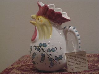 Rooster Pitcher/Jug   Gallo Verde Deruta Pattern   Made in Italy New 