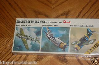 1966 REVELL AIR ACES OF WW II BF109E P47D BREWSTER BUFFALO