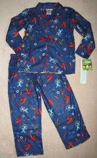 Lego NINJAGO Blue 2 Side Flannel Button Up Coat Pajamas Pjs sz 10