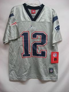 Tom Brady New England Patriots Silver NFL YOUTH Large 14/16 Jersey