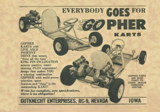 Vintage & Very Rare 1960 Gutknecht Gopher Go Kart Ad