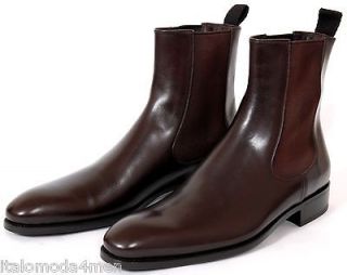 New TOM FORD Brown Leather Chelsea BOOTS Shoes Men 10.5 US NIB Made in 