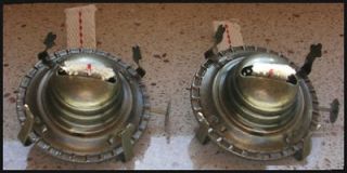 PAIR (2) No.2 ANTIQUE FINISH Oil Lamp BURNERS with WICKS   Holds 3 