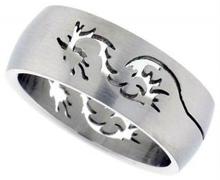 Stainless Steel Band Dragon Brushed Finish Comfort Ring