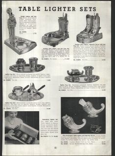 1951 AD Table Cigarette Lighters Cowboy Boots Banner Pencil Duoliter 