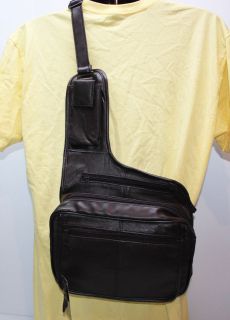BLACK OR BROWN Lambskin Leather Sling Backpack Purse Shoulder Bag 