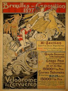 Bicycle Cycles Brussels 1897 Horse Race Grand Prix Vintage Poster Repo 