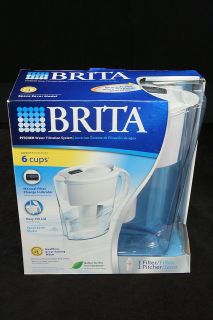 Brita NIB 6 Cup Pitcher & Filter Filtration System Space Saver Model