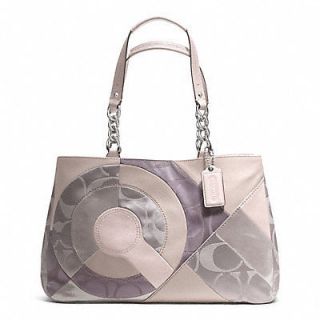 NWT COACH 20013 INLAID PATCHWORK LEATHER AND SIGNATURE C FABRIC GRAY