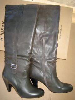 New Leather RUDSAK Ladies Boots size 8.5 Color Dark Gray NR