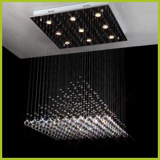 New 60cm Square Crystal Pendant Lamp Ceiling Light RainDrop Chandelier 