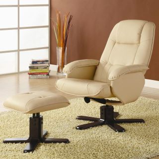 Ivory Bonded Leather Contemporary Recliner TV Captain Chair with 