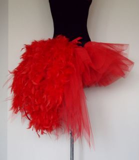 Burlesque Moulin Rouge Tutu Skirt ReD Swan Bustle Feathers size 6 8 10 